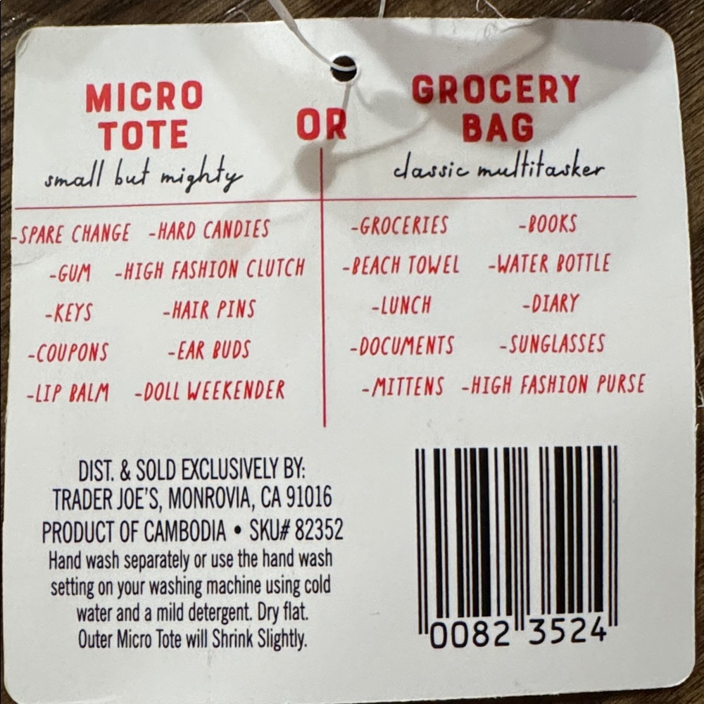 Trader Joe's Canvas Micro Tote Grocery Bag - Picture 3 of 3